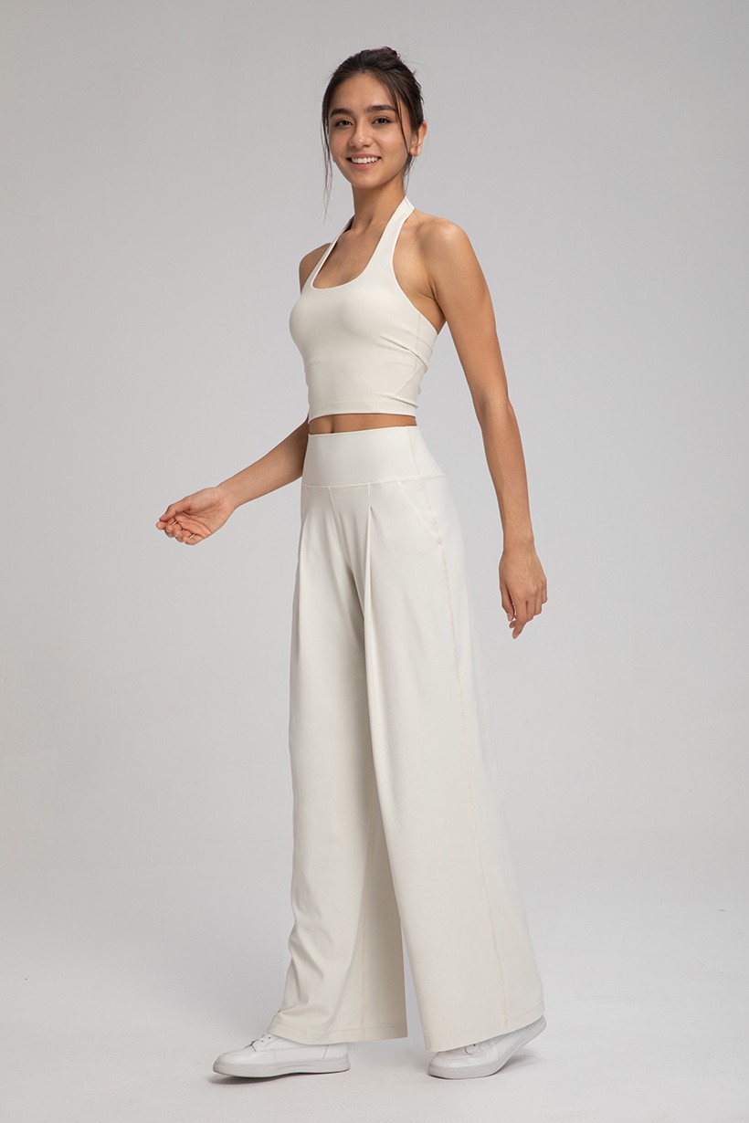 Women's High - Waisted Wide Leg Yoga Pants, Flowy Trousers with Pockets for Workout & Casual Wear