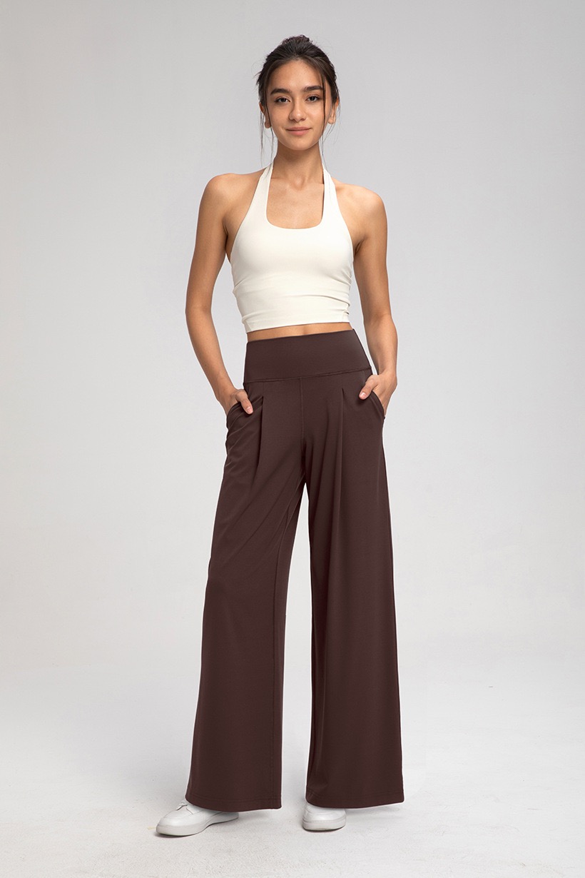 Women's High - Waisted Wide Leg Yoga Pants, Flowy Trousers with Pockets for Workout & Casual Wear