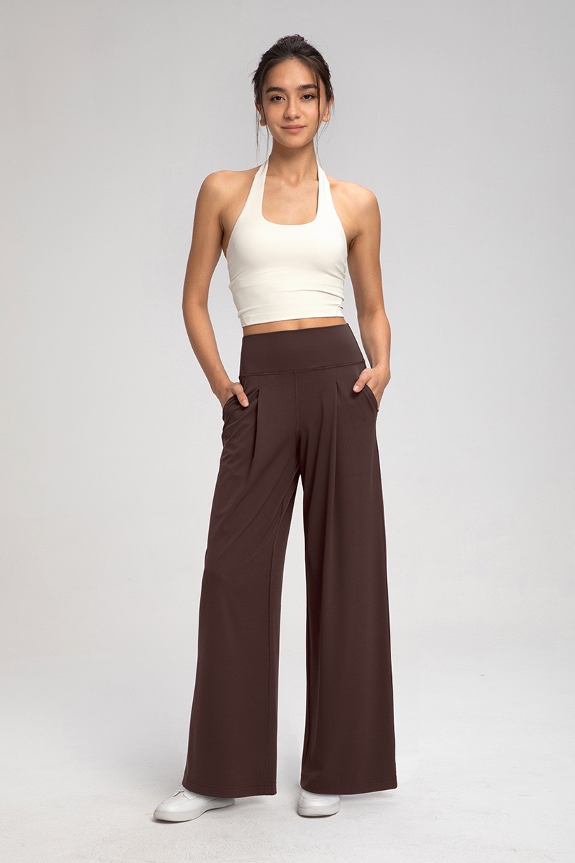 Women's High - Waisted Wide Leg Yoga Pants, Flowy Trousers with Pockets for Workout & Casual Wear