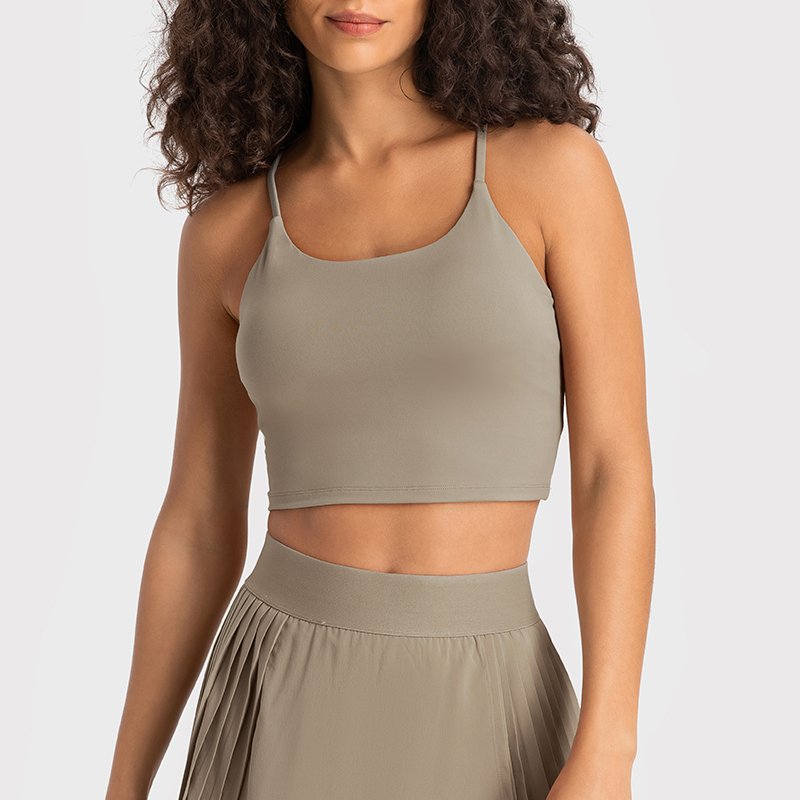 Orange Activewear Set for Women - Crop Tank Top and Pleated Skirt, Ideal for Tennis, Golf, and Everyday Wear