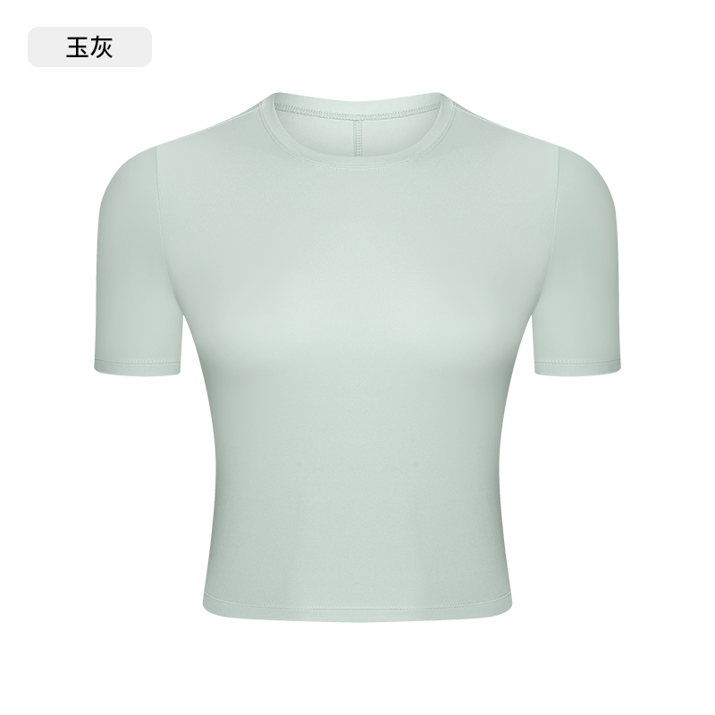 Women's Short Sleeve Cropped Top, Form - fitting Workout Shirt for Yoga, Gym and Casual Wear