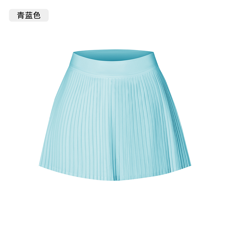 Women's Light Blue Pleated Tennis Skirt with Shorts Lining and Pockets
