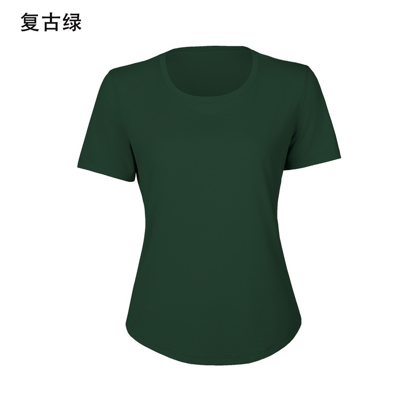 Women's Light Blue Crew Neck Short Sleeve Workout Tee, Athletic Yoga T - Shirt