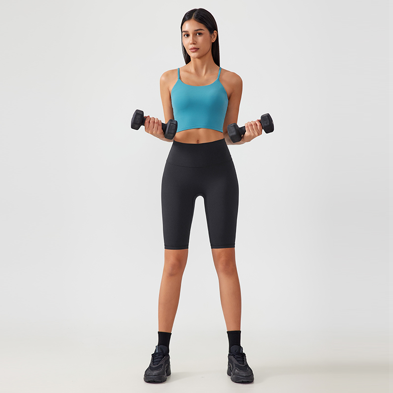 Women's Yoga Set - Spaghetti Strap Crop Tank Top and High-Waisted Biker Shorts for Workout, Gym, and Activewear -  Sports Outfit for Women