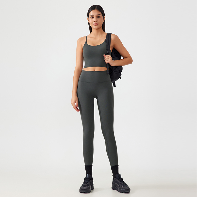 Women's Yoga Set - Spaghetti Strap Crop Tank Top and High-Waisted Biker Shorts for Workout, Gym, and Activewear -  Sports Outfit for Women