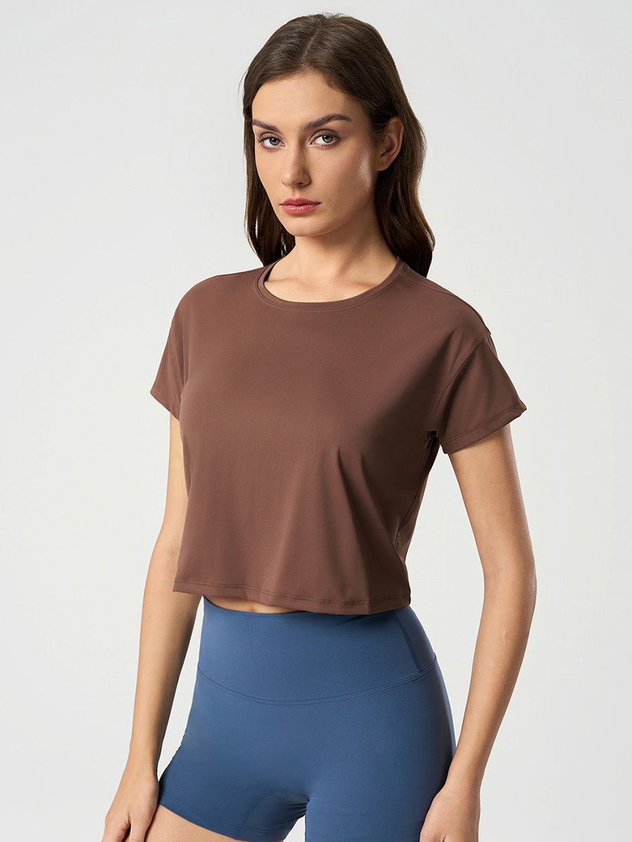 Women's Short Sleeve Cropped Yoga Top, Soft and Breathable Workout Shirt for Gym, Running, and Casual Wear