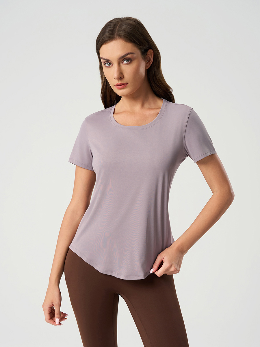 Women's Short Sleeve Crew Neck Workout Shirt, Lightweight & Breathable Yoga Top for Gym, Running & Casual Wear