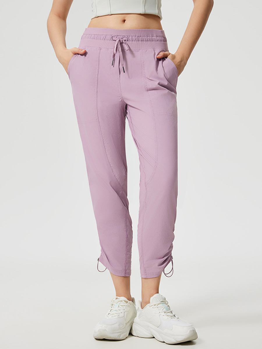 Women's Light Green Drawstring Waist Ankle-Length Joggers, Breathable & Comfortable Athletic Pants for Yoga, Running & Casual Wear