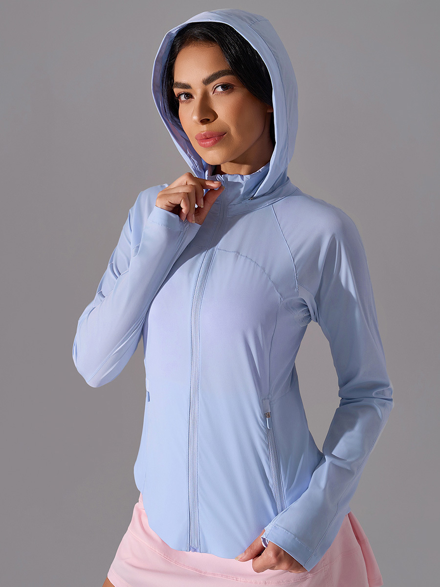 Women's Lightweight Full - Zip High - Neck Sports Jacket, Breathable & Quick - Dry Running Yoga Windbreaker 
