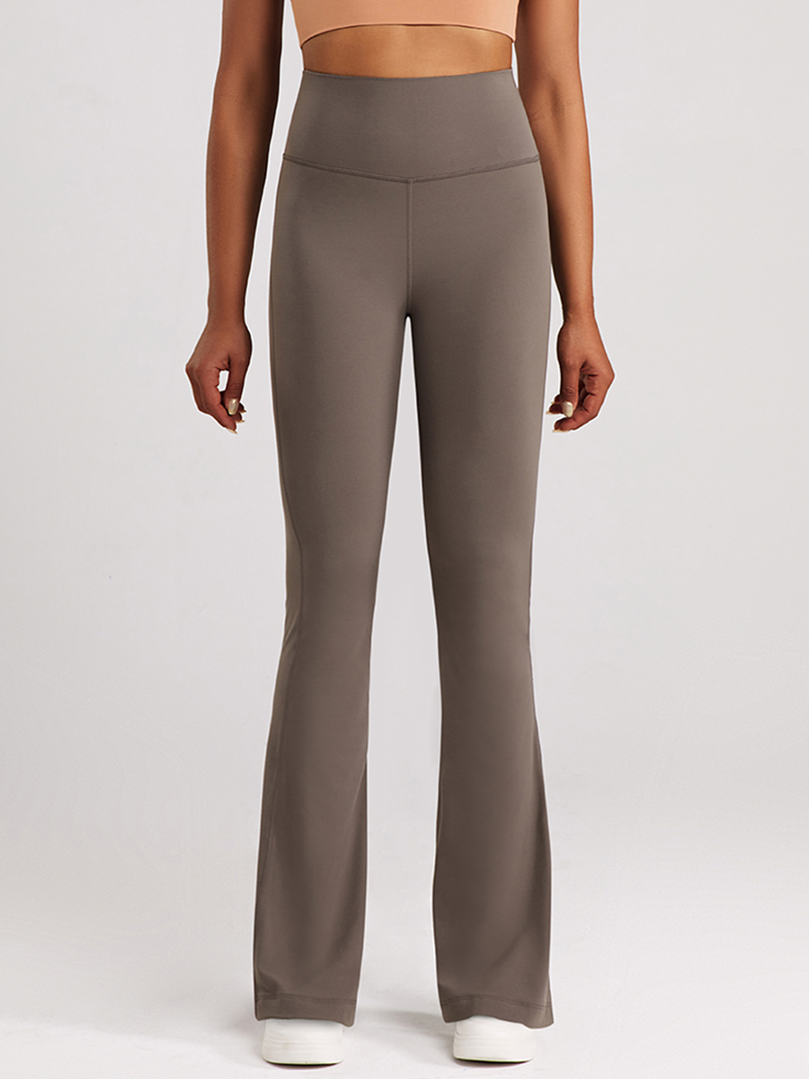 Women's High - Waisted Gray Flare Yoga Pants, Tummy - Control & Bootcut