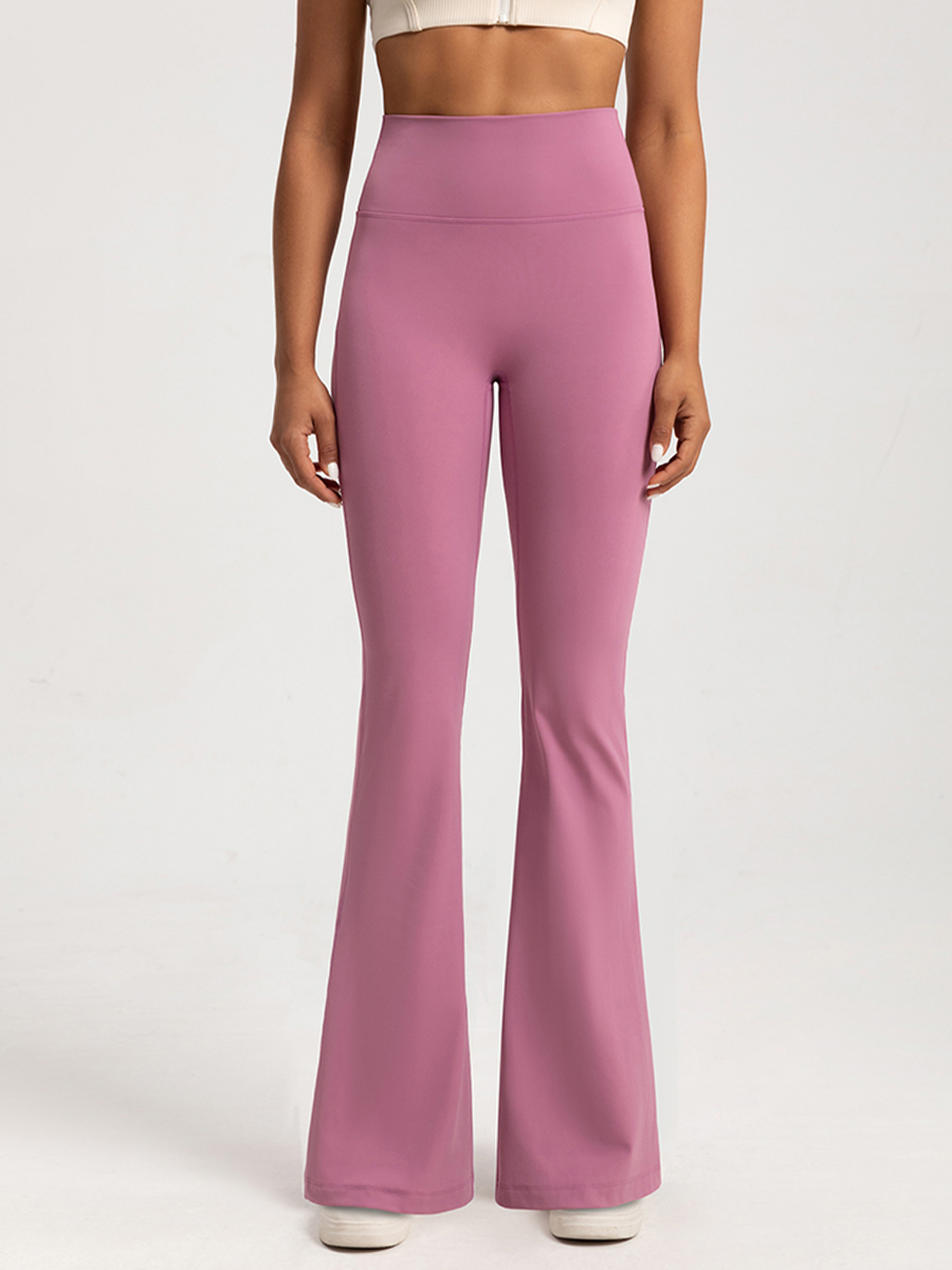 Women's High - Waisted Pink Flare Yoga Pants, Tummy - Control Bootcut Leggings