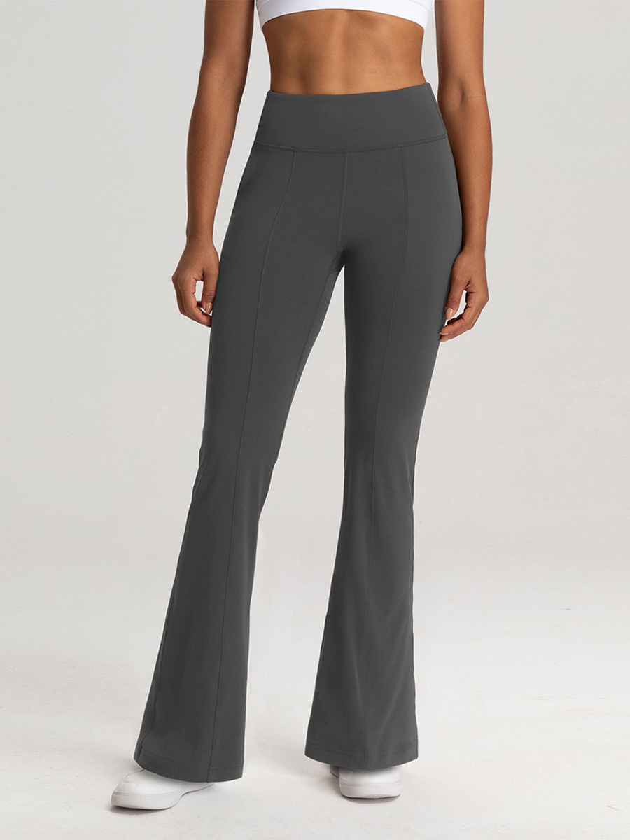 Women's High - Waisted Navy Blue Flare Yoga Pants with Pockets, Bootcut Leggings