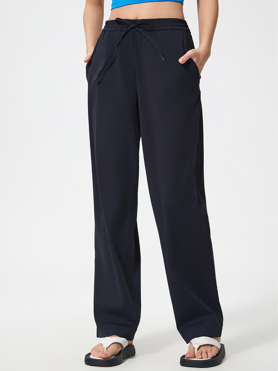 Women's High-Waisted Loose Fit Lounge Pants with Drawstring - Light Green Casual Yoga Sweatpants with Pockets