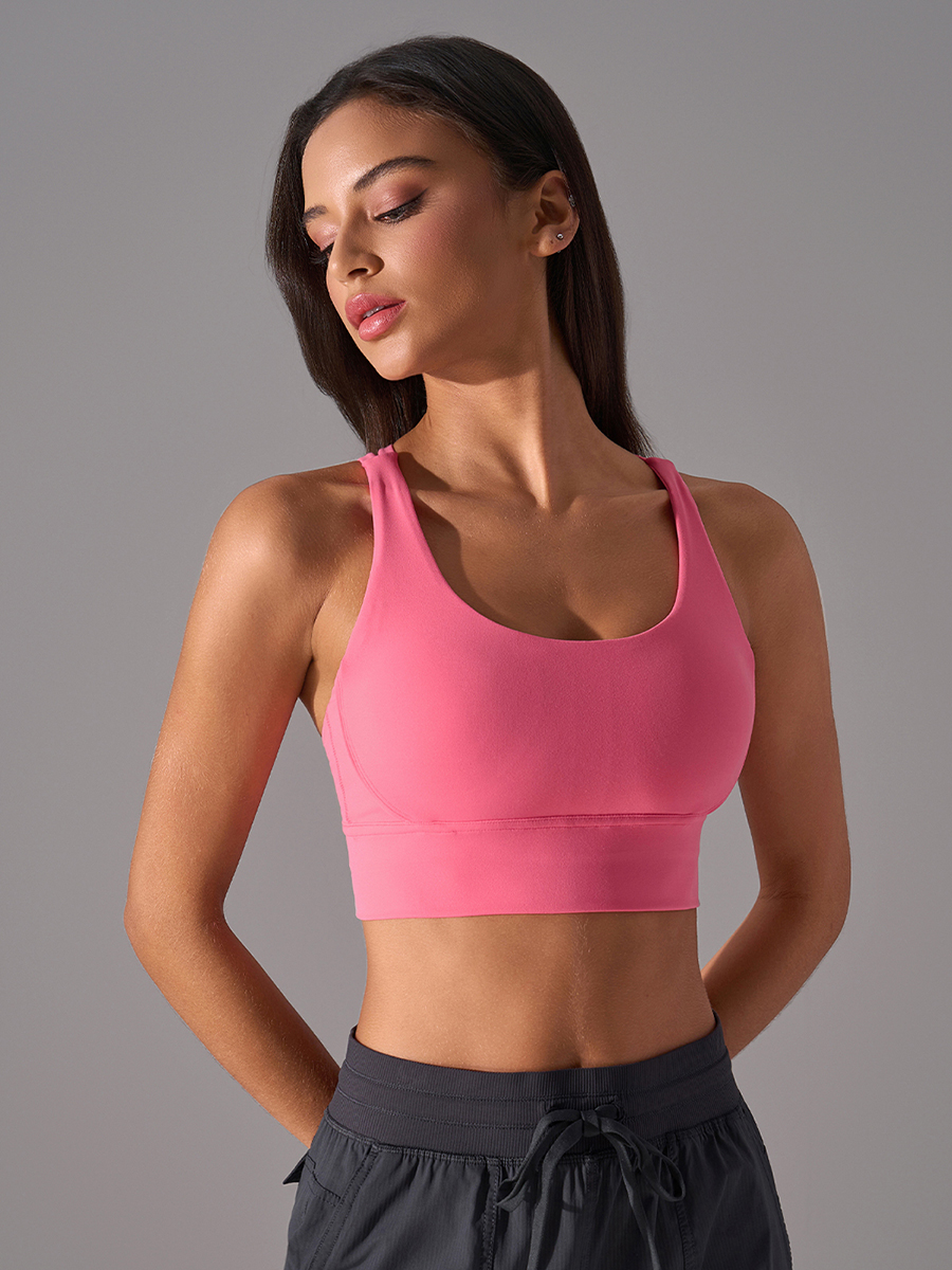 Women's Light Blue Racerback Sports Bra - High Support Yoga Bra for Workout, Fitness