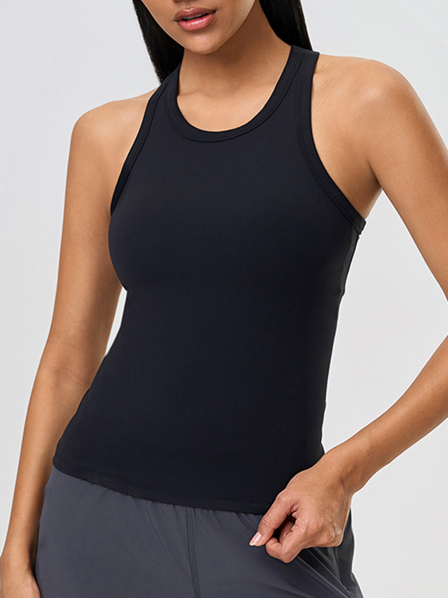 Women's Olive Green Racerback Tank Top - Slim Fit Yoga & Workout Shirt for Fitness