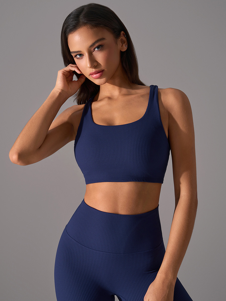 Women's Magenta Ribbed Racerback Sports Bra, Crop Top Yoga Activewear