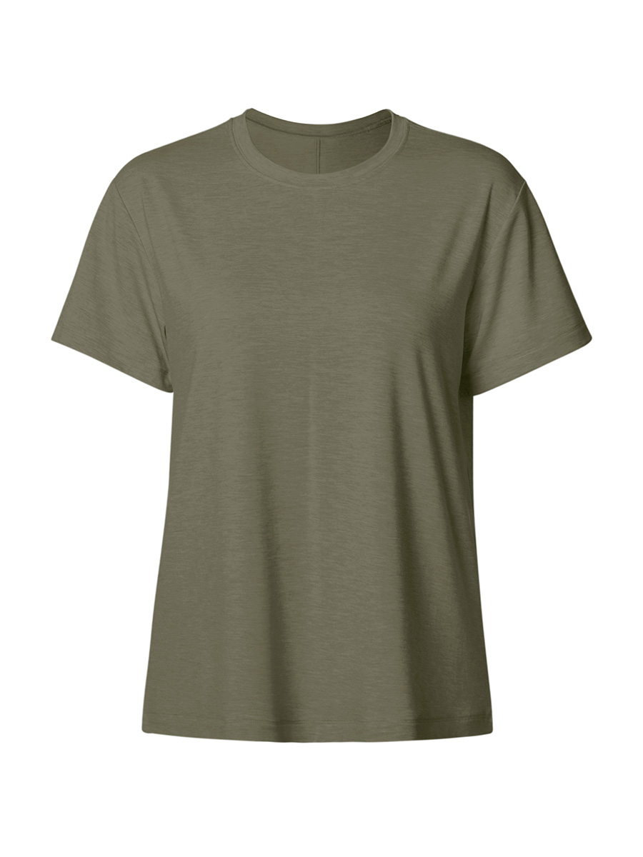 Women's Classic Short Sleeve Crewneck T-Shirt - Soft Cotton Blend Olive Green Casual Basic Tee Top