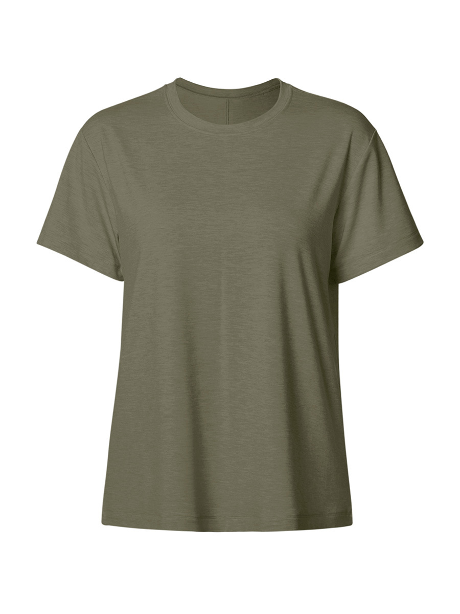 Women's Classic Short Sleeve Crewneck T-Shirt - Soft Cotton Blend Olive Green Casual Basic Tee Top