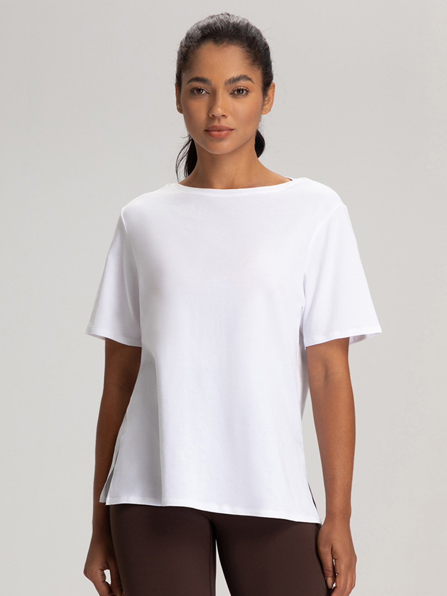 Women's Loose Fit Short Sleeve Tee - Light Blue Casual & Sporty Top for Daily Life