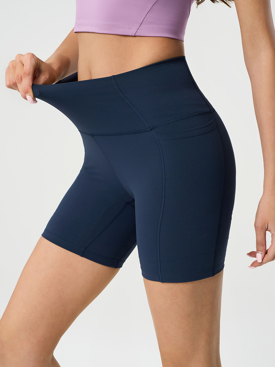 Women's High - Waisted Yoga Shorts with Pockets, Tummy Control Workout Biker Shorts for Gym, Running
