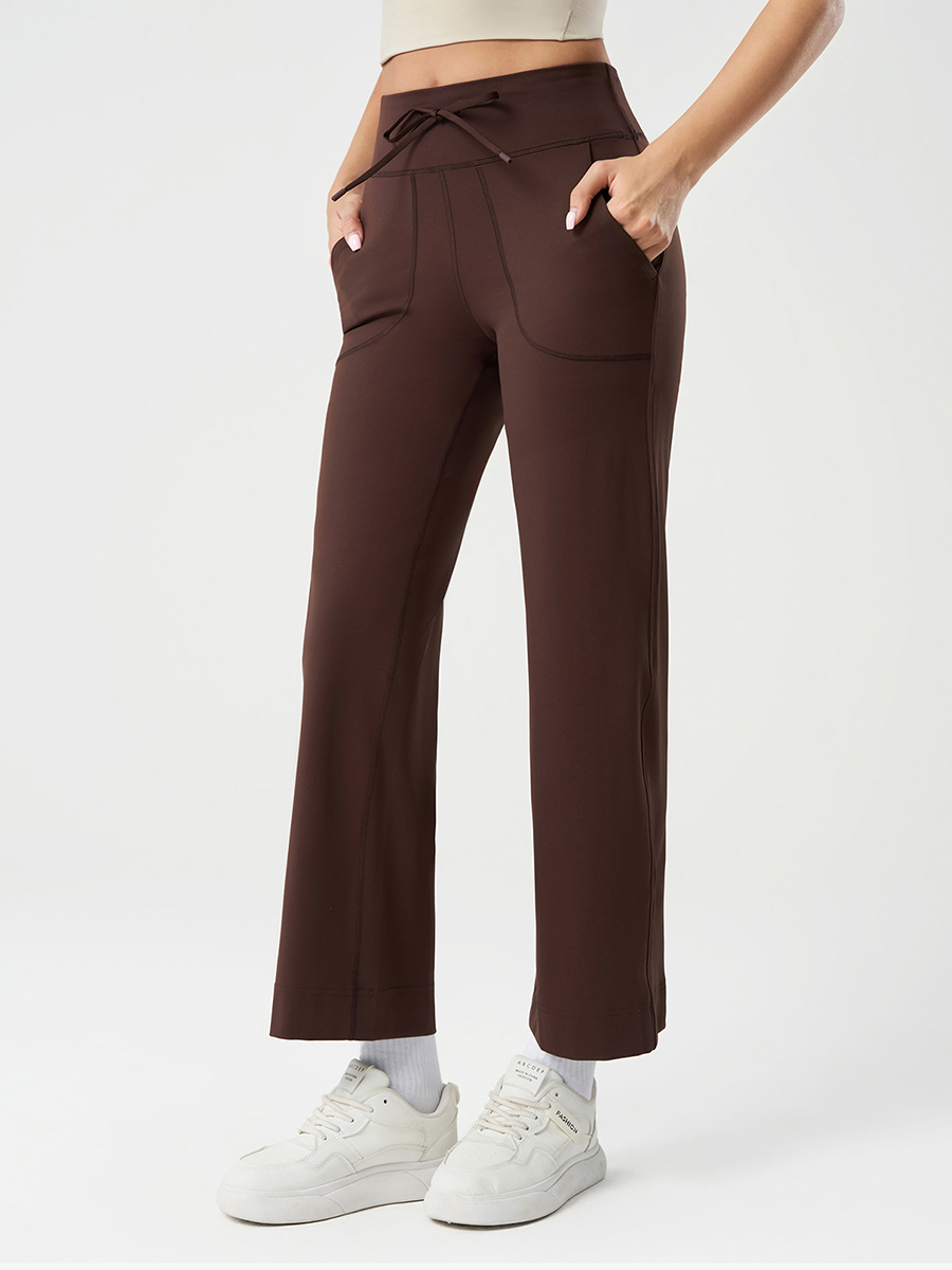 Women's High-Waisted Wide Leg Yoga Pants with Pockets, Drawstring Tummy Control Workout Pants for Gym, Running, Lounge and Casual Wear