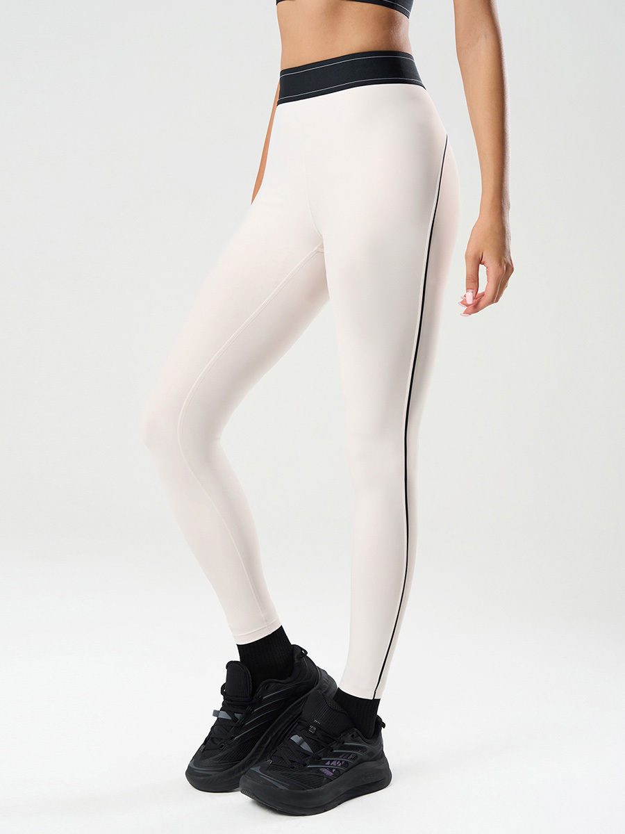 Women's High-Waisted Compression Yoga Leggings with Side Stripe, Tummy Control Workout Pants for Gym, Running, and Active Lifestyles