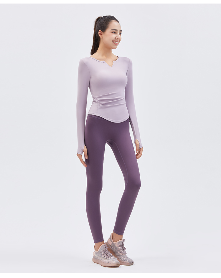 Women's Long Sleeve Yoga Top and Leggings Set - Slim Fit, V-Neck, High Waisted Activewear for Gym, Running, Workout