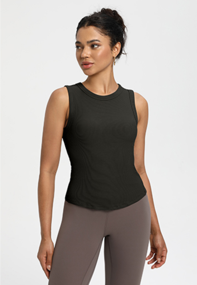 Women's Sleeveless Contrast Trim Tank Top - Ribbed, Slim Fit Athletic & Casual Wear