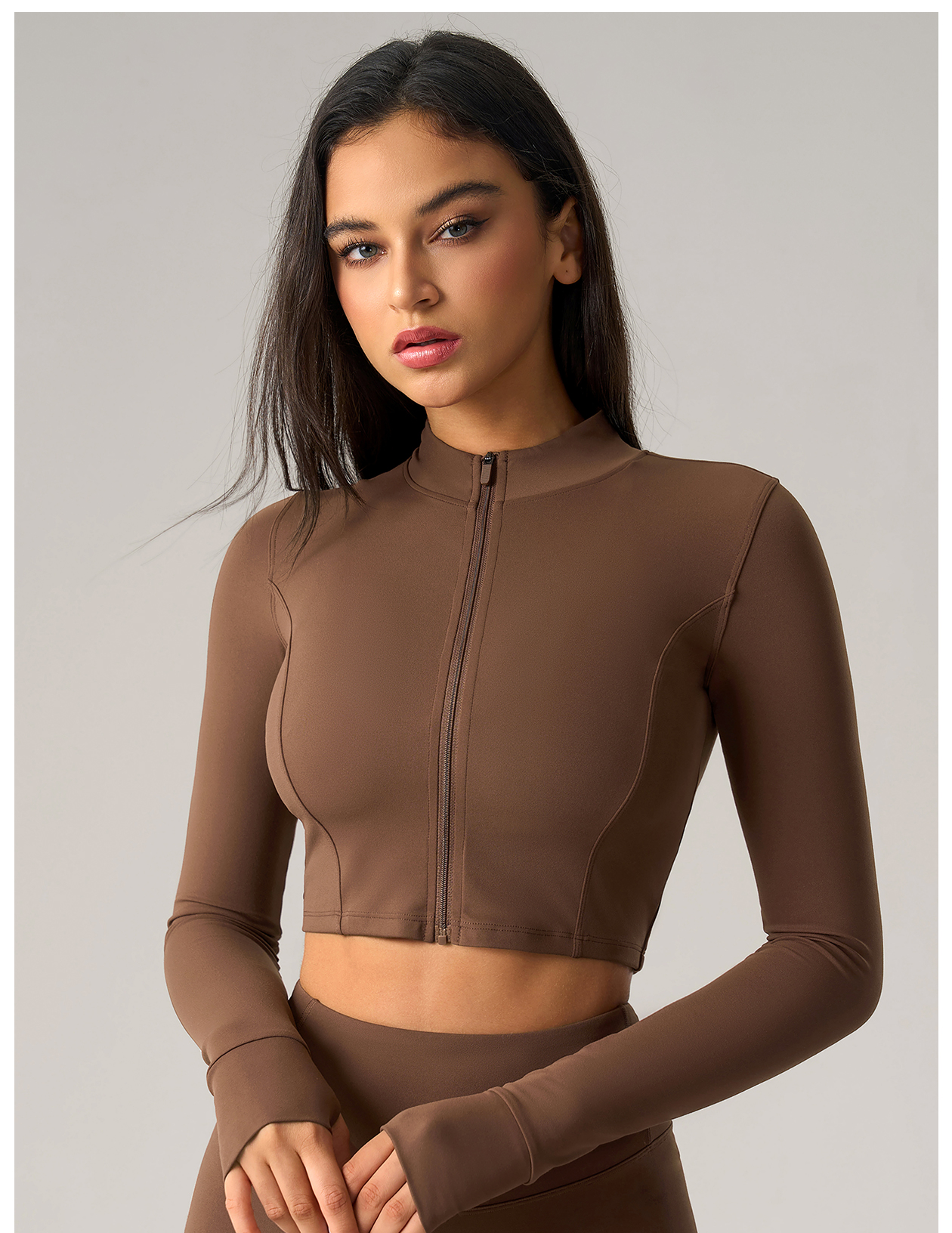 Women's Hot Pink Cropped Zip - Up Sports Jacket, Long - Sleeve Athletic Top