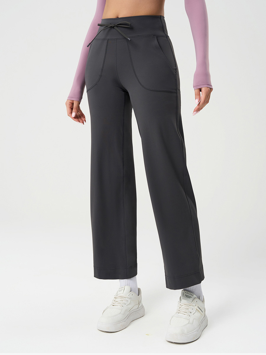 Women's High-Waisted Wide Leg Yoga Pants with Pockets, Drawstring Tummy Control Workout Pants for Gym, Running, Lounge and Casual Wear