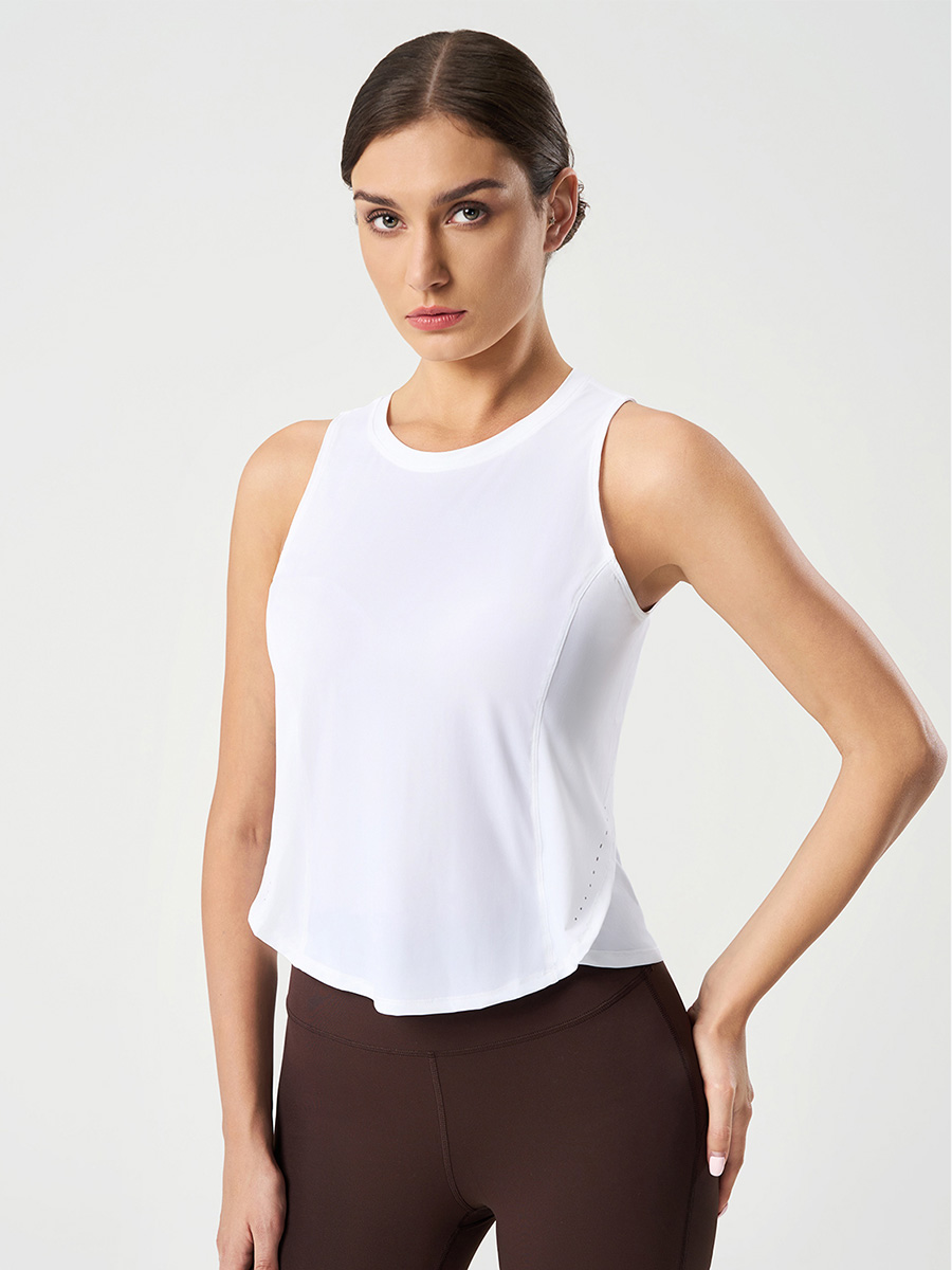 Women's Sleeveless Crew Neck Workout Tank Top, Loose Fit & Breathable Yoga Shirt for Gym, Running & Casual Wear