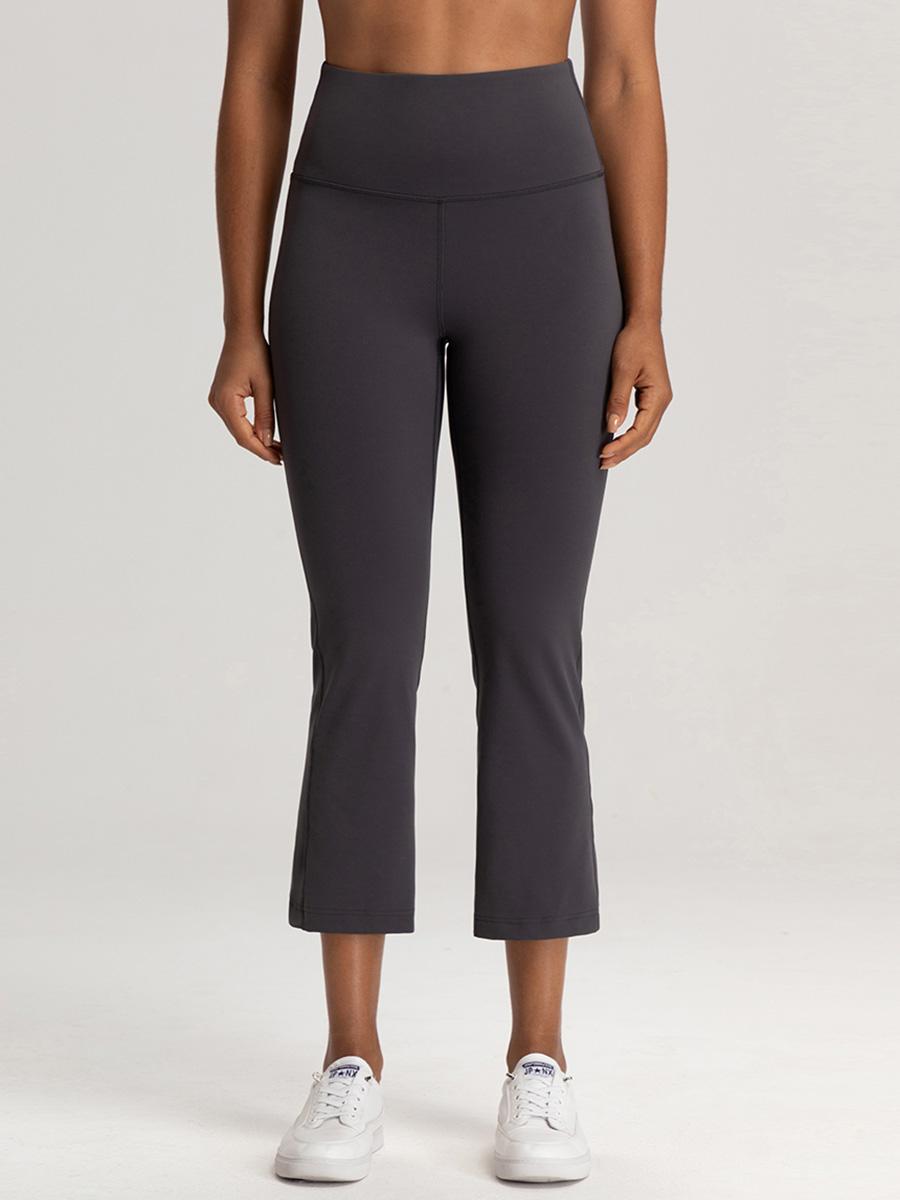 Women's High - Waisted Sage Green Cropped Flare Yoga Pants, Capri Leggings