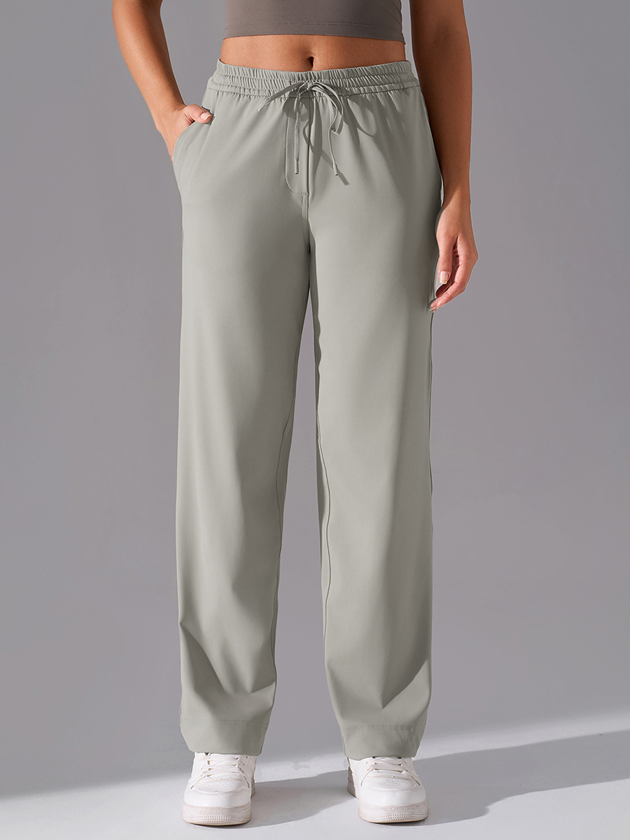 Women's High-Waisted Loose Fit Lounge Pants with Drawstring - Light Green Casual Yoga Sweatpants with Pockets