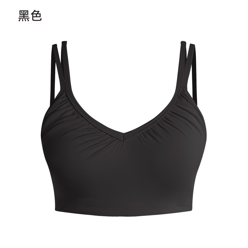 Women's Light Blue V-Neck Sports Bra - Padded Seamless Yoga Bra with Adjustable Straps for Workout, Fitness, and Everyday Wear