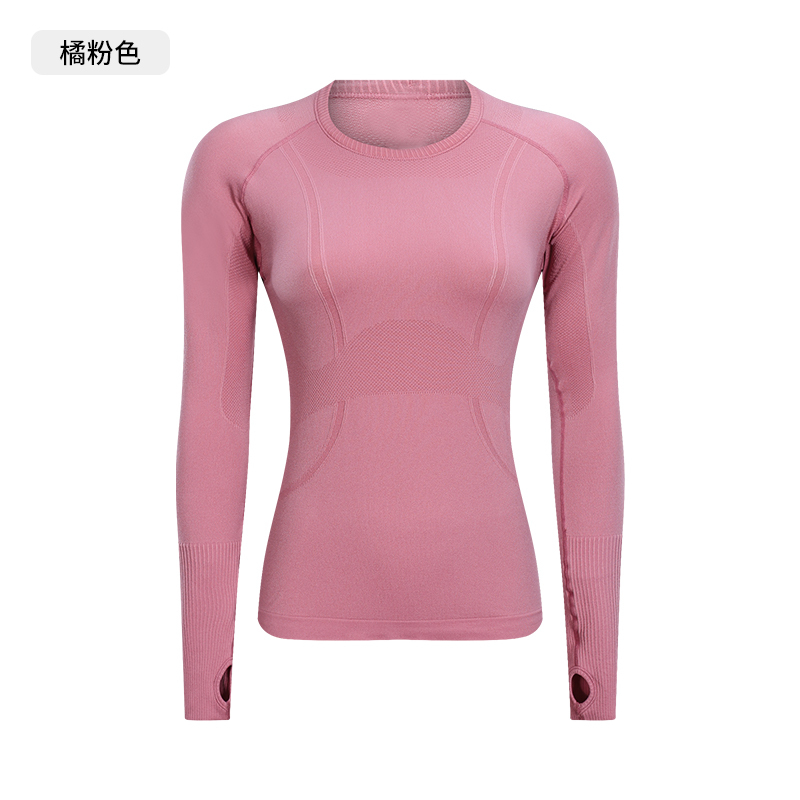 Women's Seamless Long - Sleeve Yoga Top, Crew Neck Athletic Workout Shirt