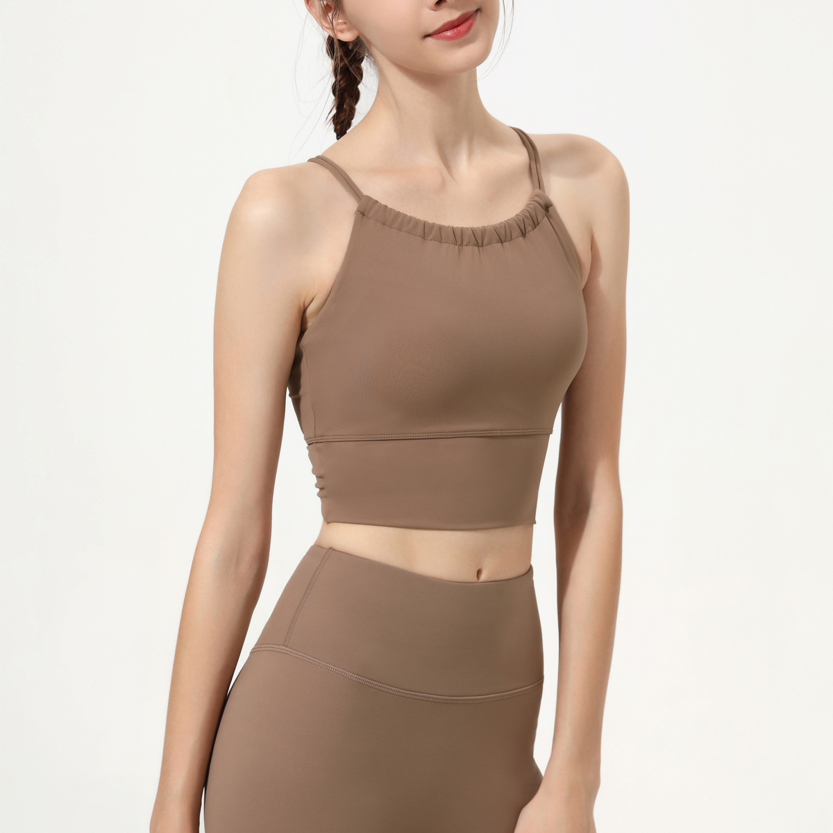 Women's Criss - Cross Back Strappy Sports Bra - Blue Yoga Bra for Workout