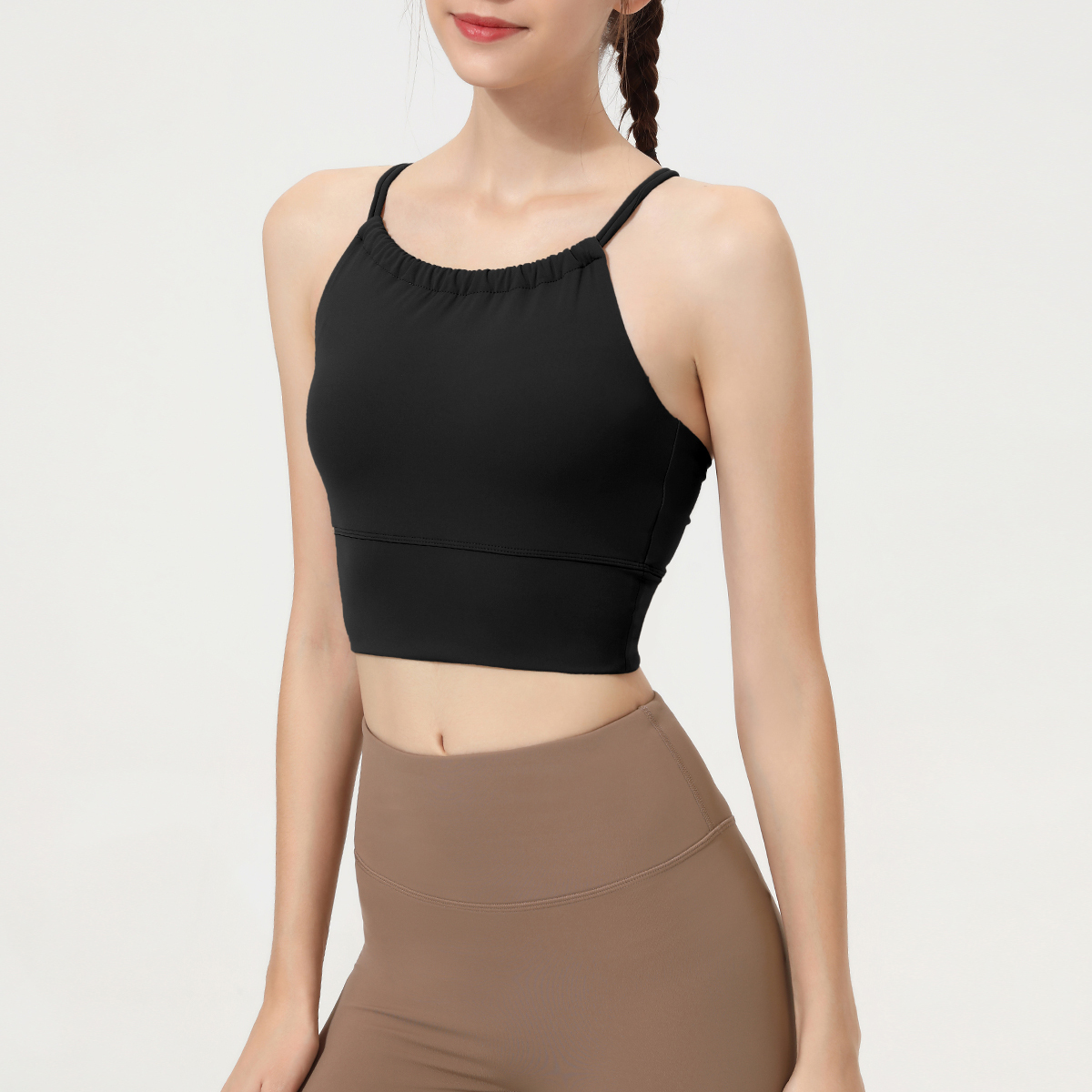 Women's Criss - Cross Back Strappy Sports Bra - Blue Yoga Bra for Workout