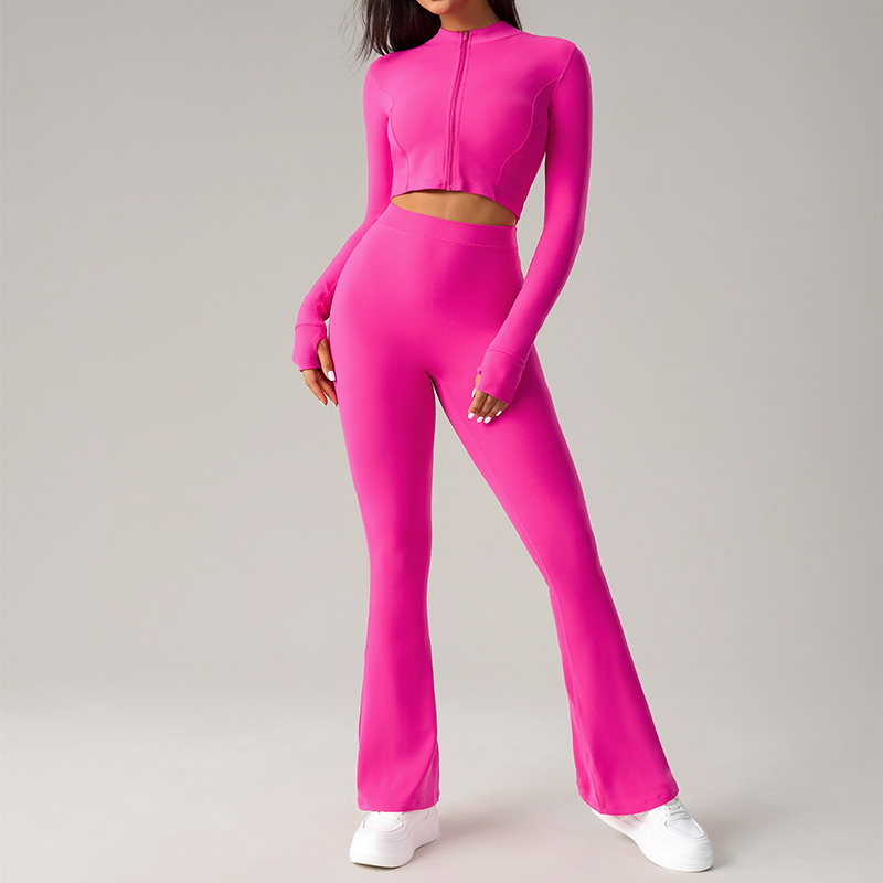 Women's Brown Twist - Front Sports Bra & Flared Leggings Set