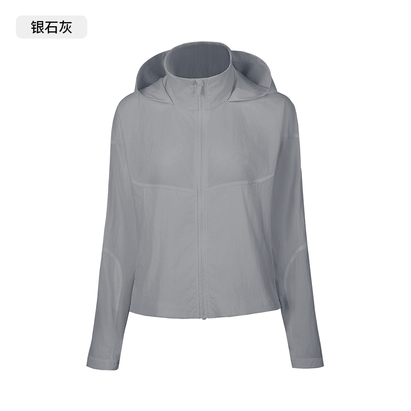 Women's Light Blue Cropped Windbreaker Jacket - Loose Fit, Sporty Style