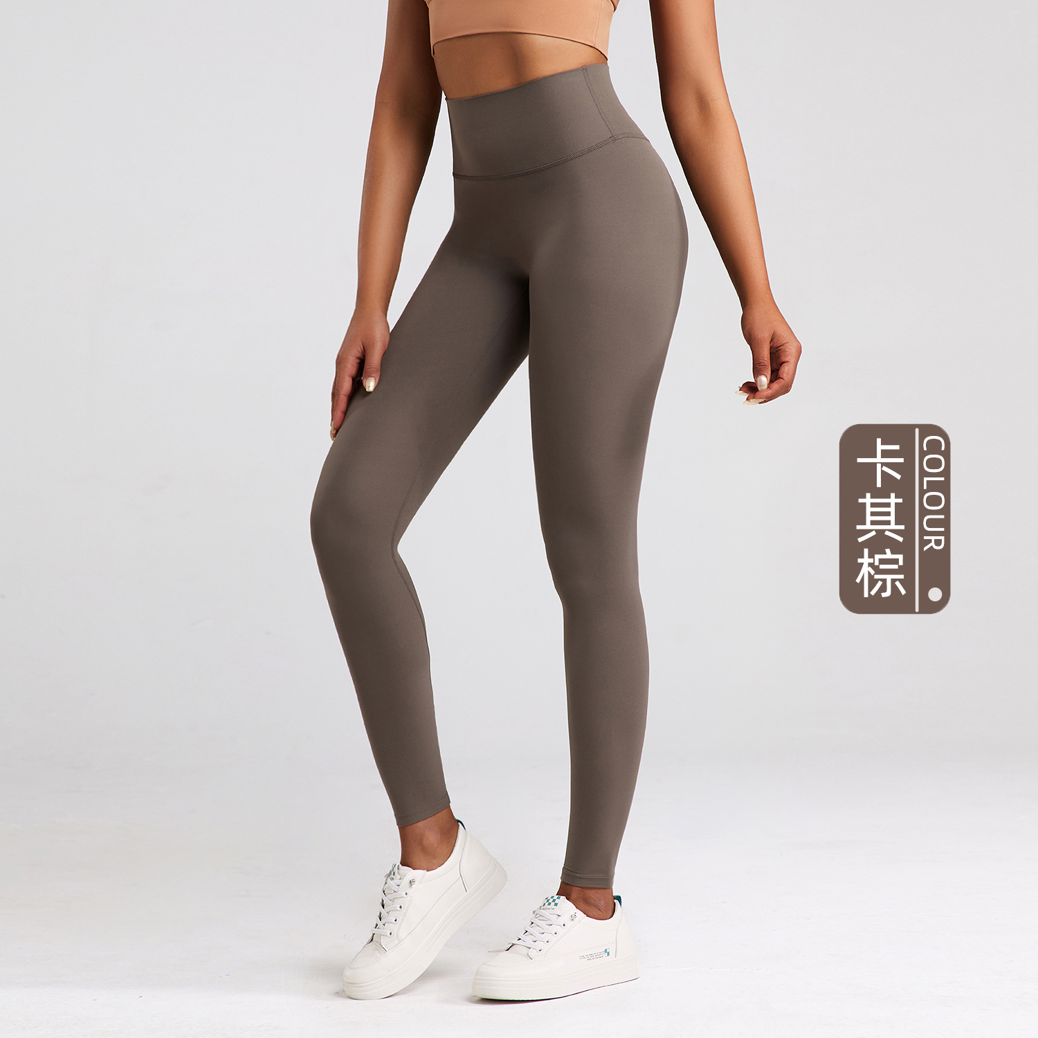 Women's High-Waisted Yoga Leggings - Olive Green, 80% Nylon 20% Lycra Spandex, Tummy Control for Yoga, Running, Pilates & Casual Wear