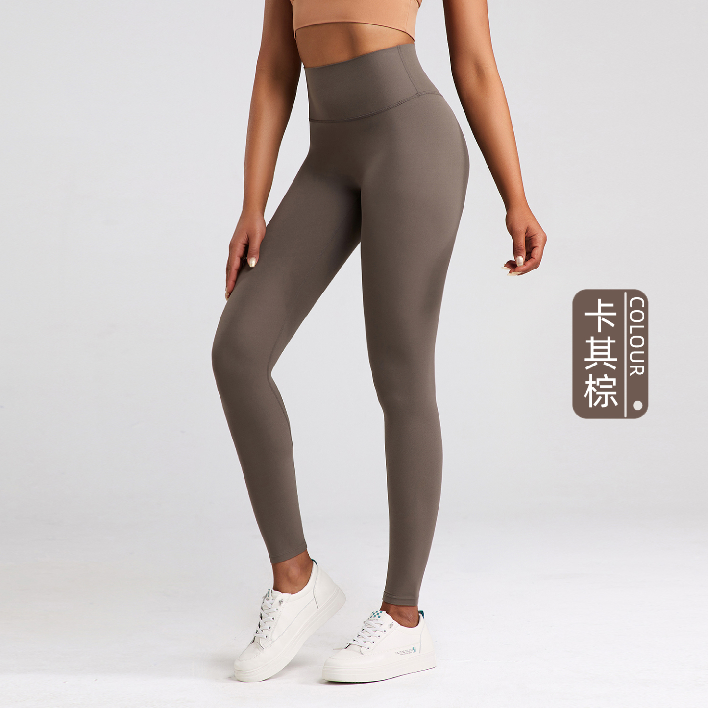 Women's High-Waisted Yoga Leggings - Olive Green, 80% Nylon 20% Lycra Spandex, Tummy Control for Yoga, Running, Pilates & Casual Wear