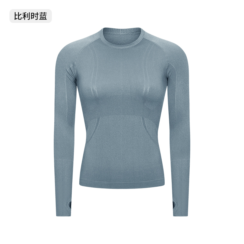 Women's Seamless Long - Sleeve Yoga Top, Crew Neck Athletic Workout Shirt