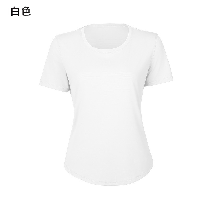 Women's Light Blue Crew Neck Short Sleeve Workout Tee, Athletic Yoga T - Shirt