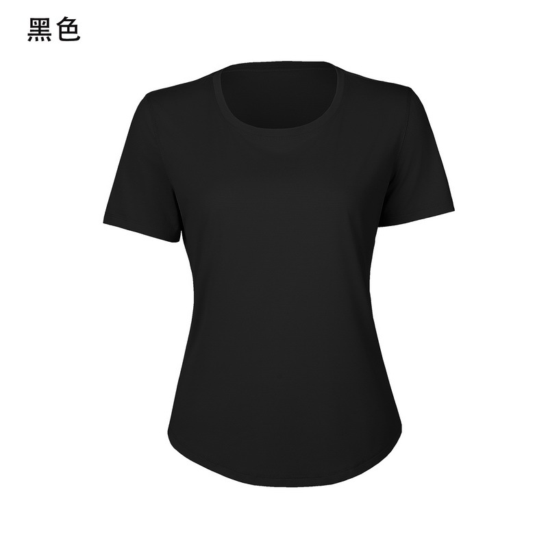 Women's Light Blue Crew Neck Short Sleeve Workout Tee, Athletic Yoga T - Shirt