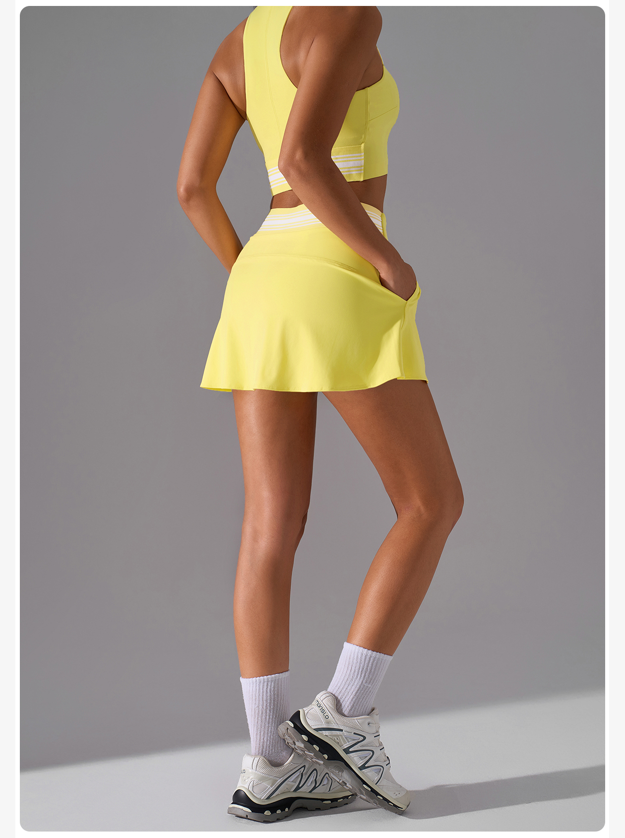 Women's Light Blue Sleeveless Crop Top & Skirt Set, Athletic Wear