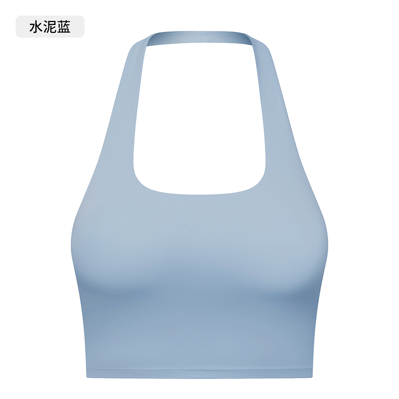 Women's Light Blue Halter Neck Sports Bra, Crop Top for Yoga, Gym & Fitness Workouts