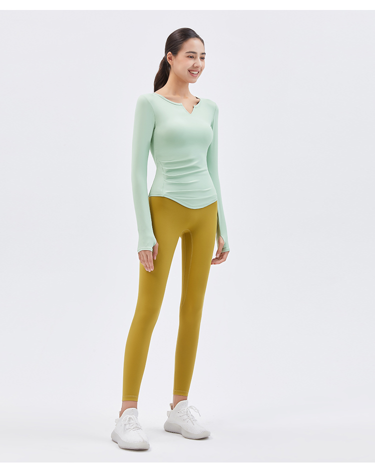 Women's Long Sleeve Yoga Top and Leggings Set - Slim Fit, V-Neck, High Waisted Activewear for Gym, Running, Workout