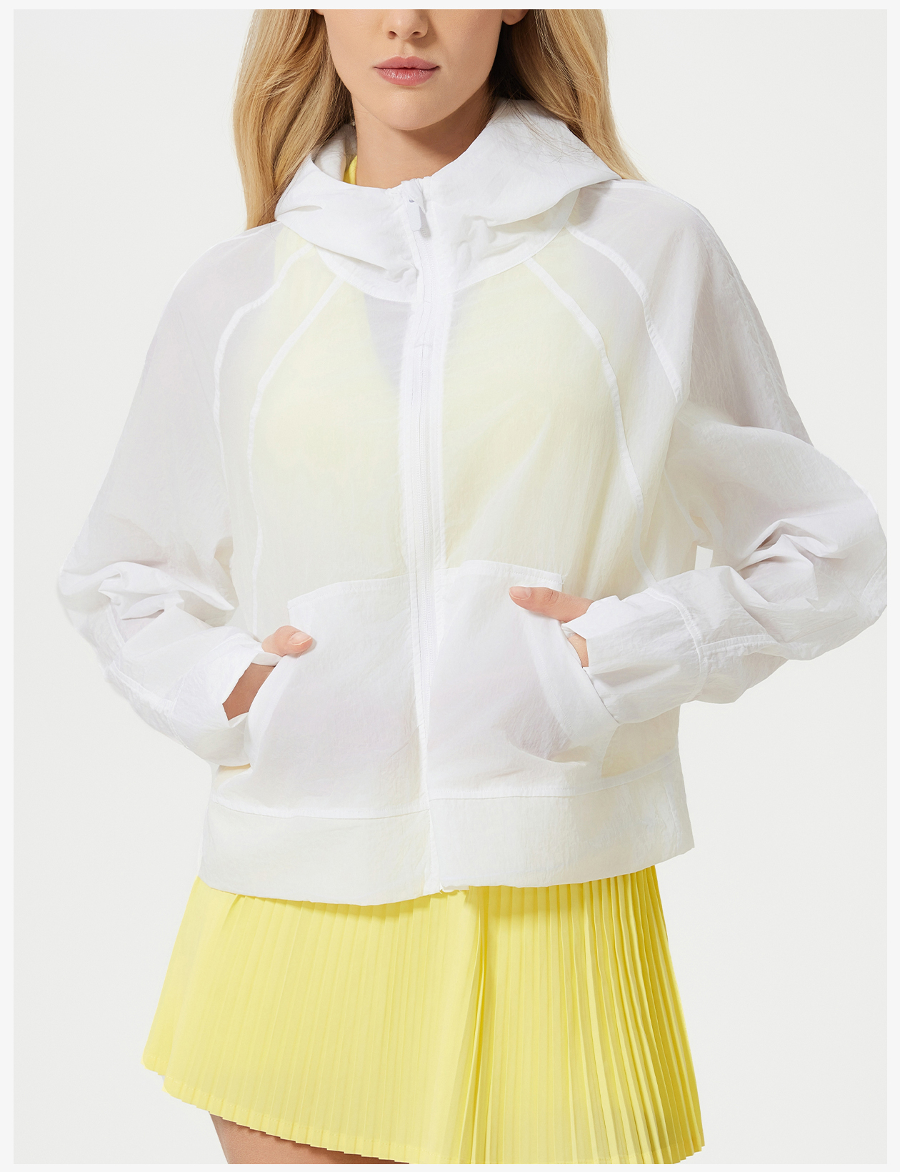 Women's Light Blue Hooded Sun Protection Jacket, Lightweight Quick - Dry Windbreaker