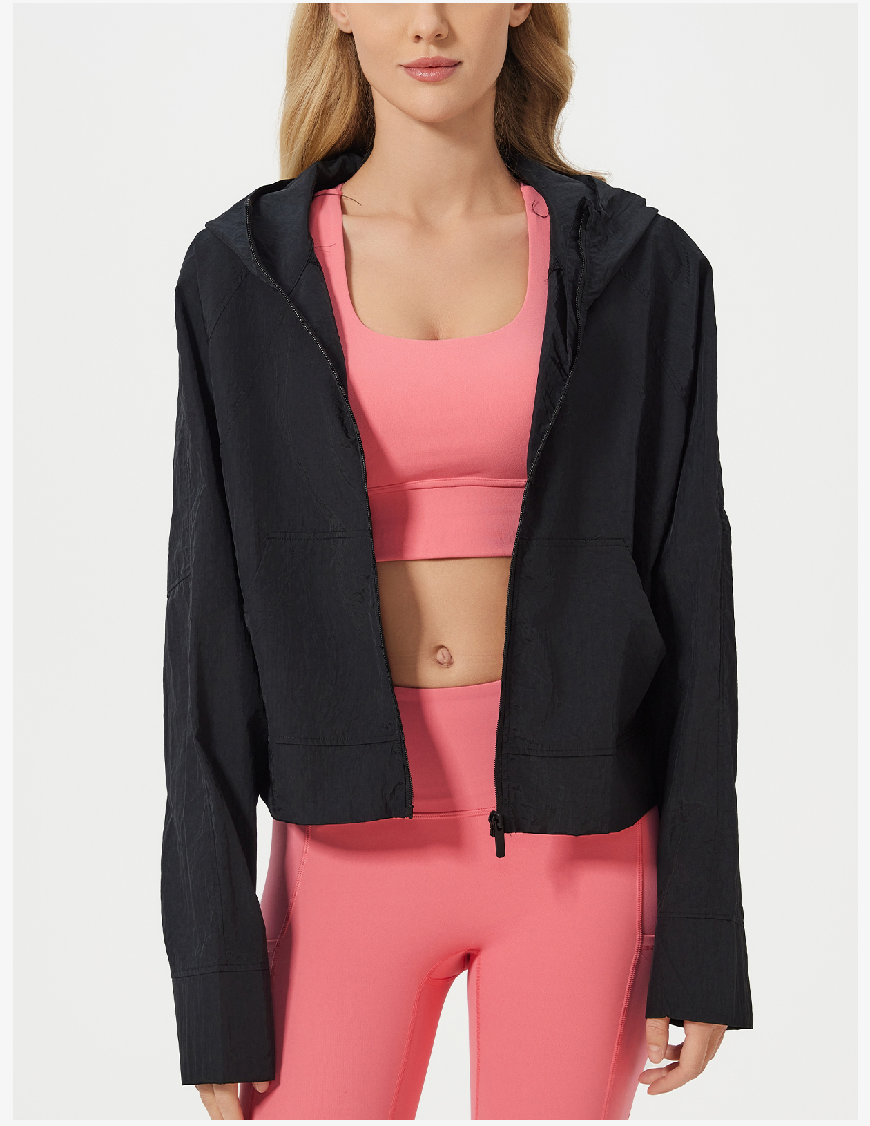 Women's Light Blue Hooded Sun Protection Jacket, Lightweight Quick - Dry Windbreaker