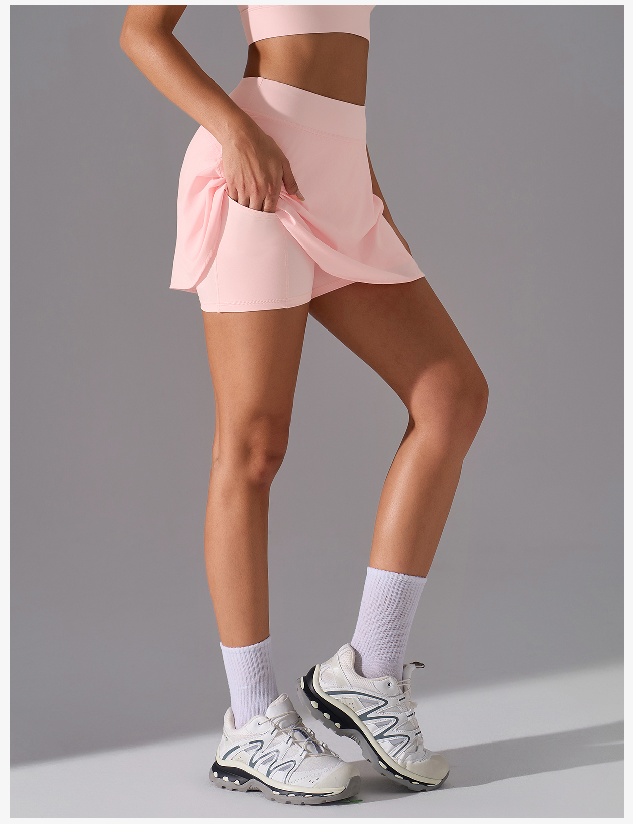 Women's High - Waisted Light Purple Skort, 2 - in - 1 Tennis & Golf Skirt with Pockets
